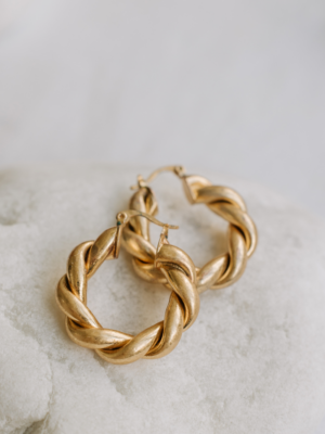 Brinco Argola Trançada Lyra Banho de Ouro 18k